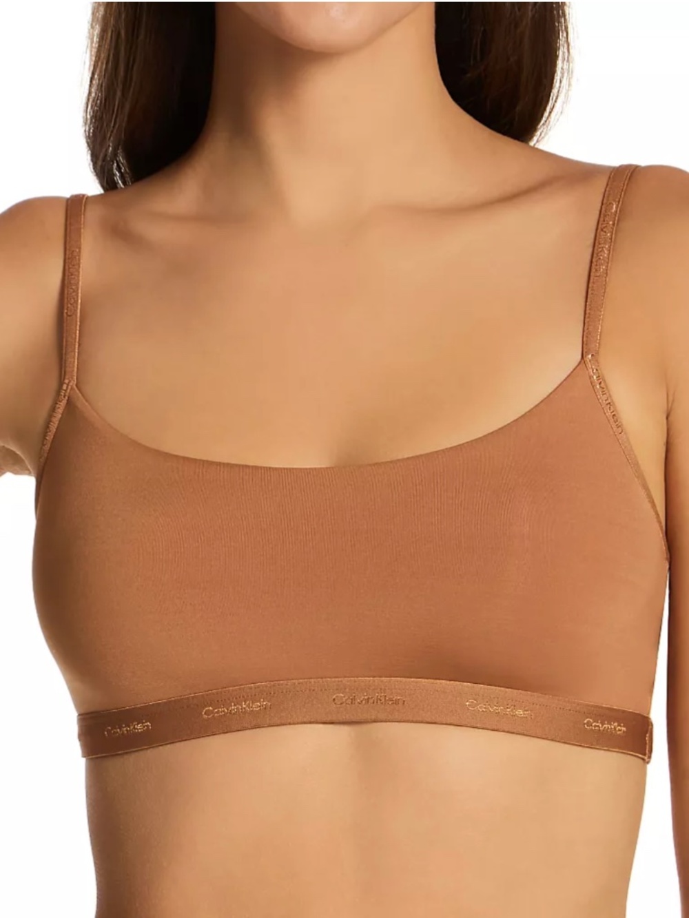 Calvin Klein Women's Form to Body Unlined Bralette Color Brown NWT